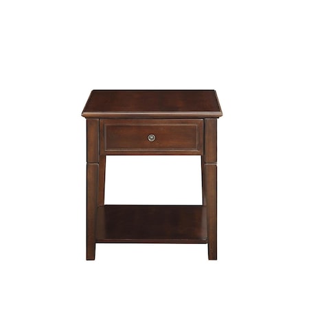 Gfancy Fixtures 24 in. Manufactured Wood Rectangular End Table with Drawer & Shelf Walnut GF3102896